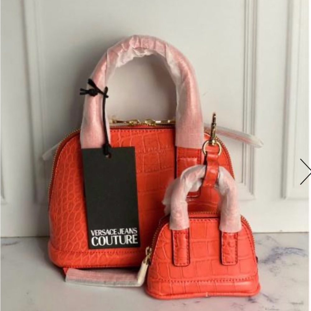 Versace Jeans Collection Orange Croc-Embossed Mini Bag Set - Picture 5 of 5